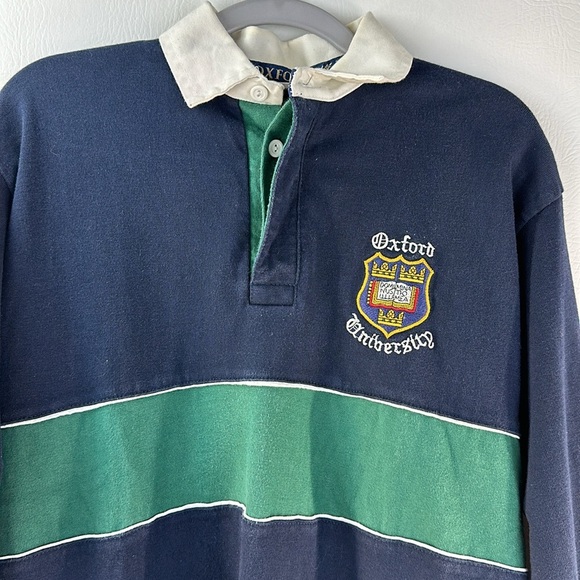 Oxford University Navy and Green Rugby Shirt - Picture 2 of 9
